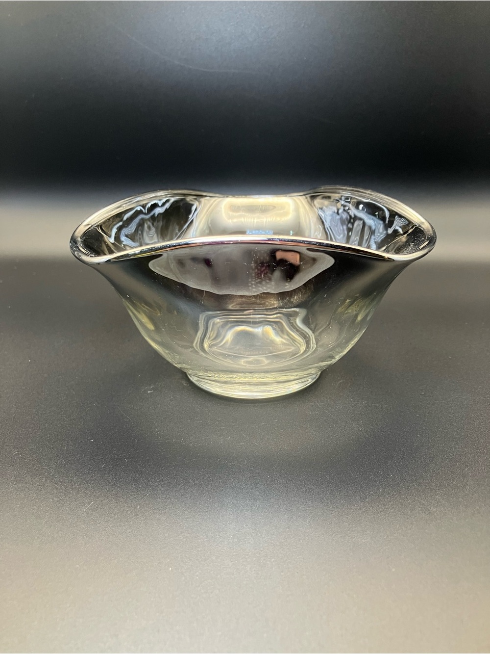 Vintage Mid Century Dorothy Thorpe Silver Ombré Tri Corner Bowl